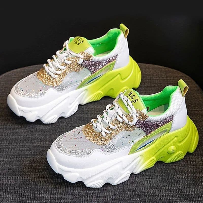 AMASOUL Sneakers — Paillettes Lime
